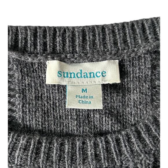 Sundance Medium Cashmere Wool Blend Boho Floral Cable Knit Embroidered Sweater - Picture 6 of 8